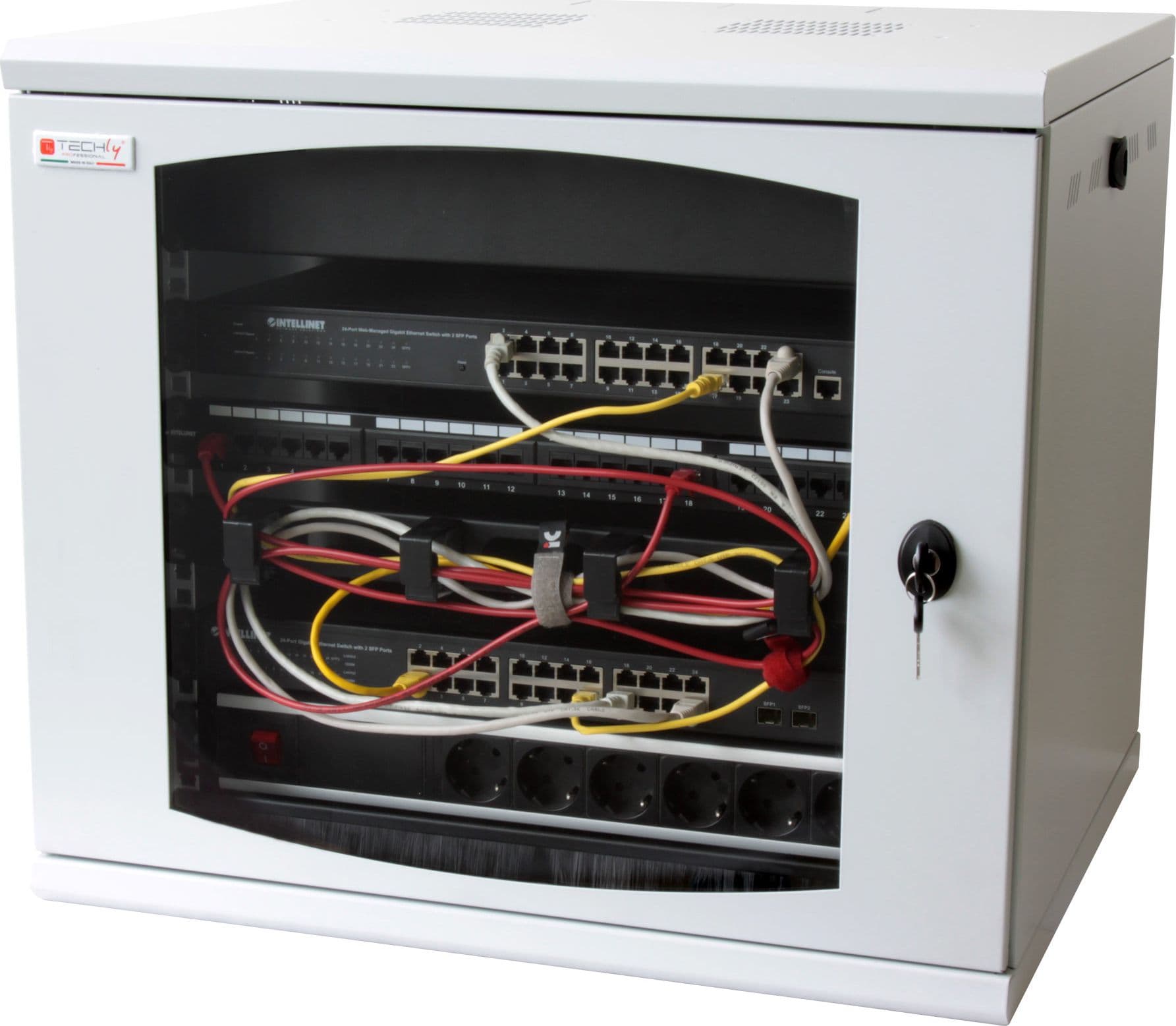 Armadio Rack 19'' a muro 16 unit&agrave sezione unica prof. 500mm Grigio - 6