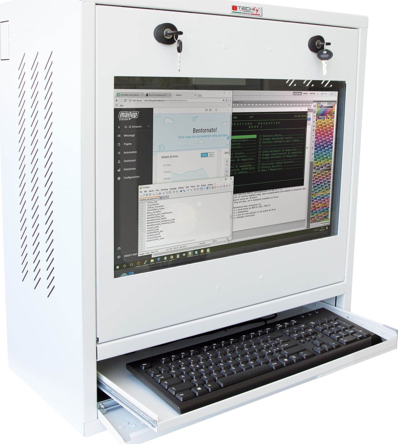 Armadio di sicurezza per PC, monitor LCD e tastiera Bianco
