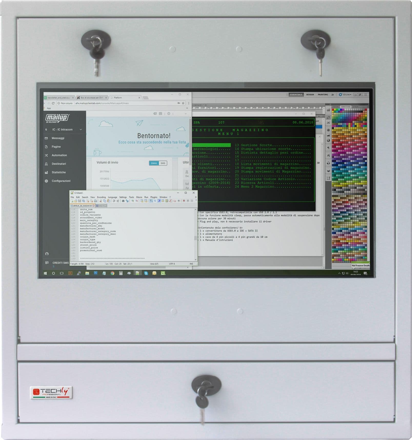 Armadio di sicurezza per PC, monitor LCD e tastiera Bianco - 2