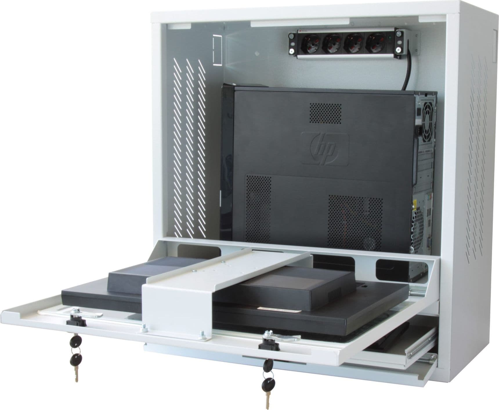 Armadio di sicurezza per PC, monitor LCD e tastiera Bianco - 4