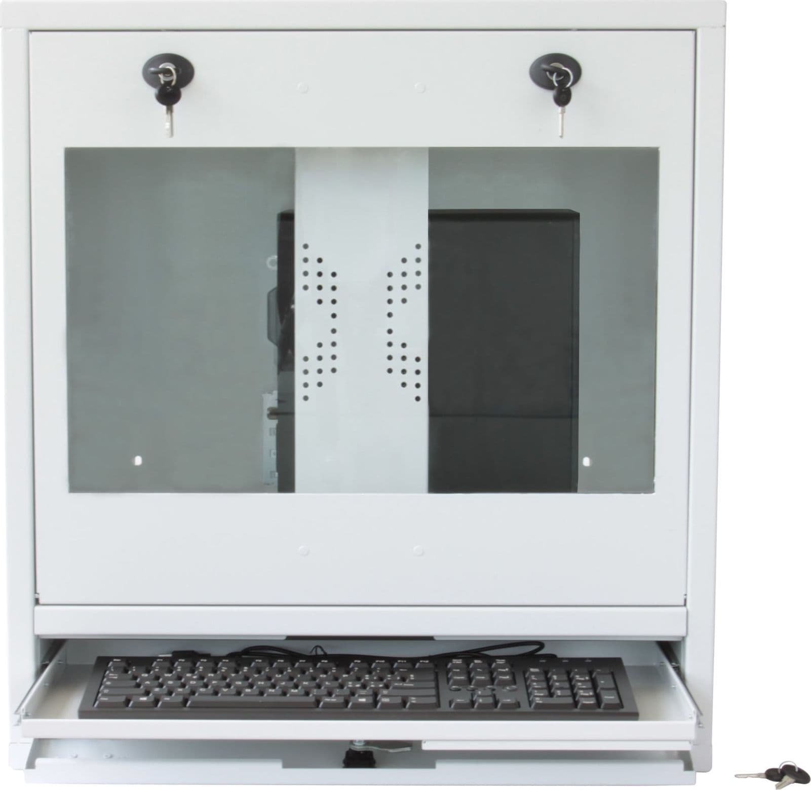 Armadio di sicurezza per PC, monitor LCD e tastiera Bianco - 5
