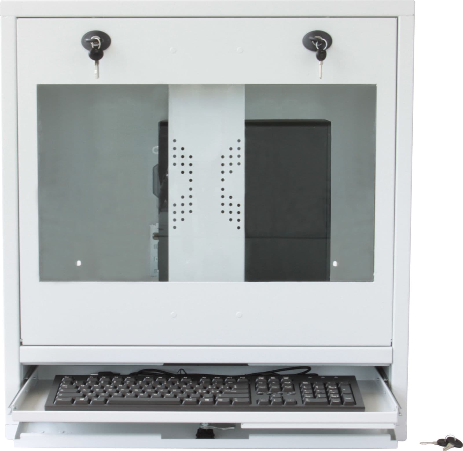 Armadio di sicurezza per PC, monitor LCD e tastiera Bianco - 7