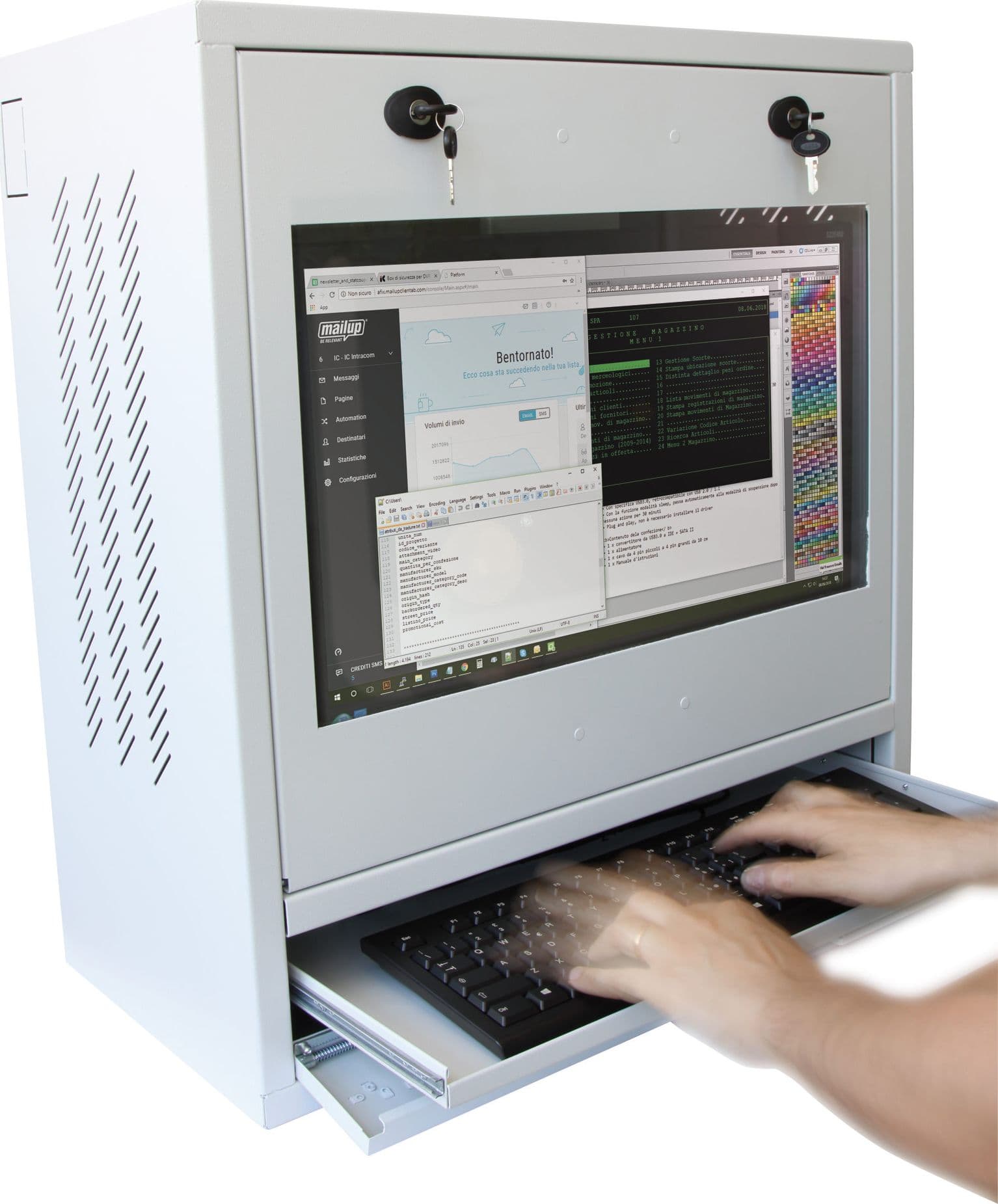 Armadio di sicurezza per PC, monitor LCD e tastiera Bianco - 9