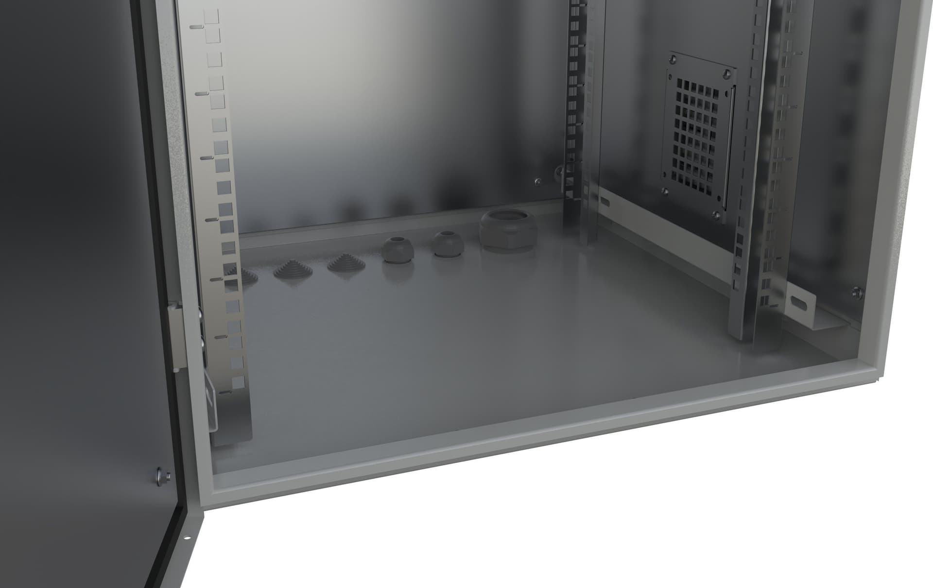 Armadio Rack 19'' Fissaggio a Palo 12U IP66 Porta Cieca Prof. 600 mm Grigio - 4