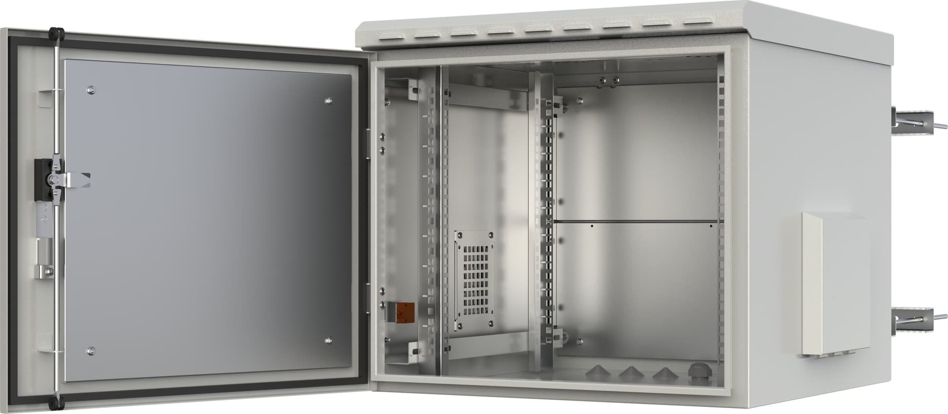 Armadio Rack 19'' Fissaggio a Palo 12U IP66 Porta Cieca Prof. 600 mm Grigio - 7