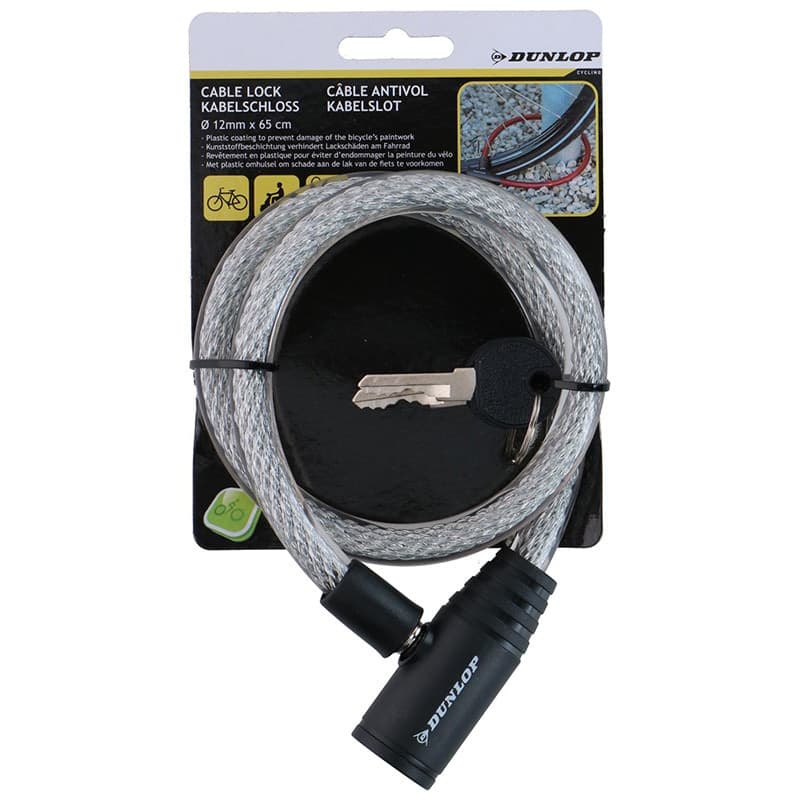 Dunlop - Keyed spiral bicycle lock 65 cm (white)