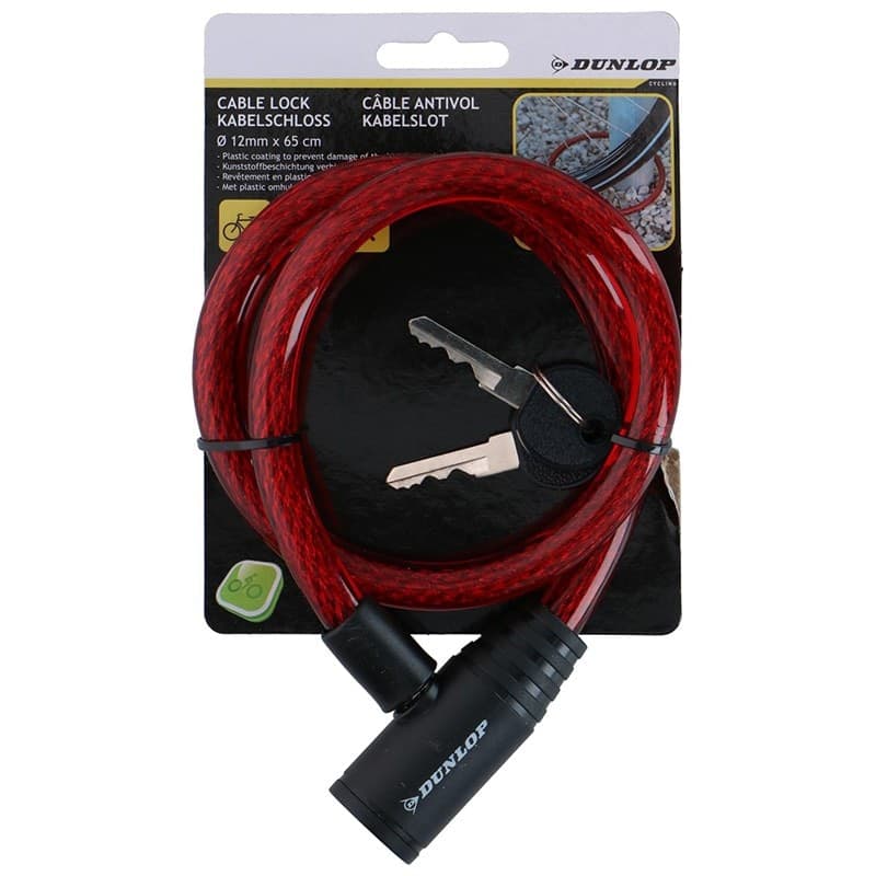 Dunlop - Spiral key bicycle lock 65 cm (red) - 4