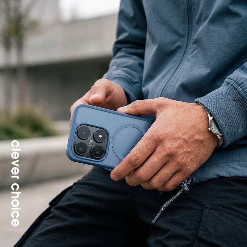 Crong Hybrid Matte Magnetic - Custodia MagSafe per Xiaomi 17 (blu) - 4