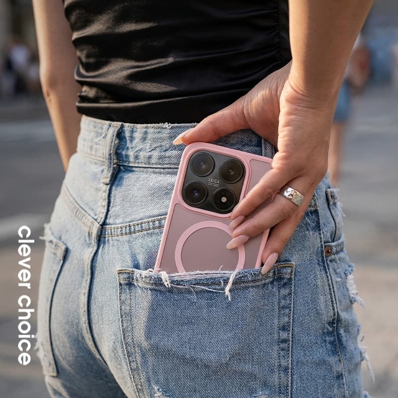 Crong Hybrid Matte Magnetic - Custodia MagSafe per Xiaomi 17 (Rosa) - 4