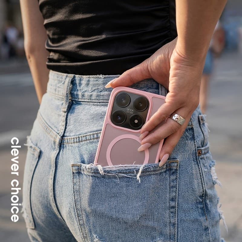Crong Hybrid Matte Magnetic - Custodia MagSafe per Xiaomi 17 (Rosa) - 9