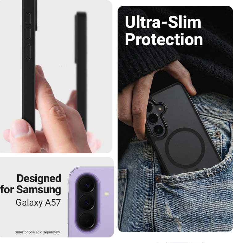 Crong Hybrid Matte Magnetic - Custodia MagSafe per Samsung Galaxy A57 (Nero) - 2