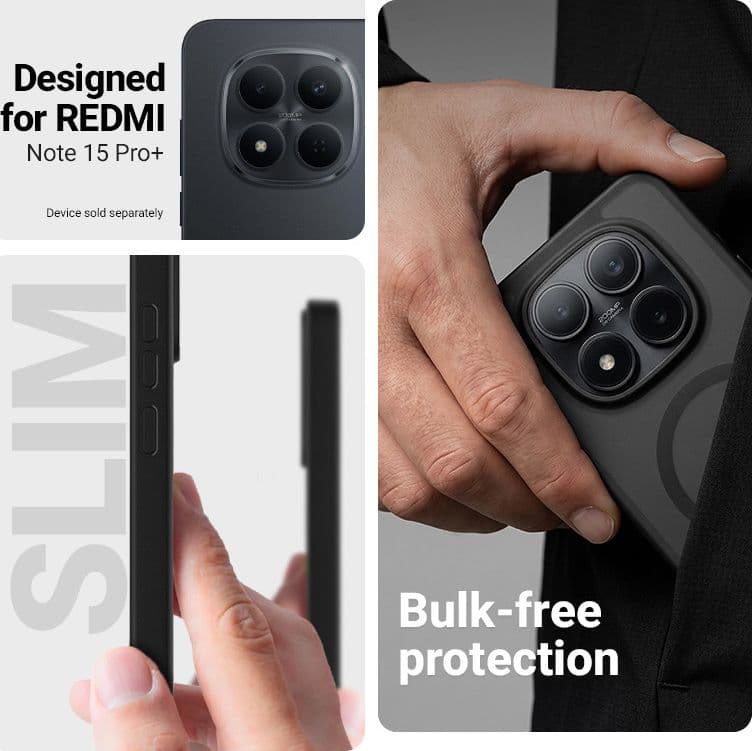 Crong Hybrid Matte Magnetic - Custodia MagSafe per Xiaomi Redmi Note 15 Pro+ (nera) - 2