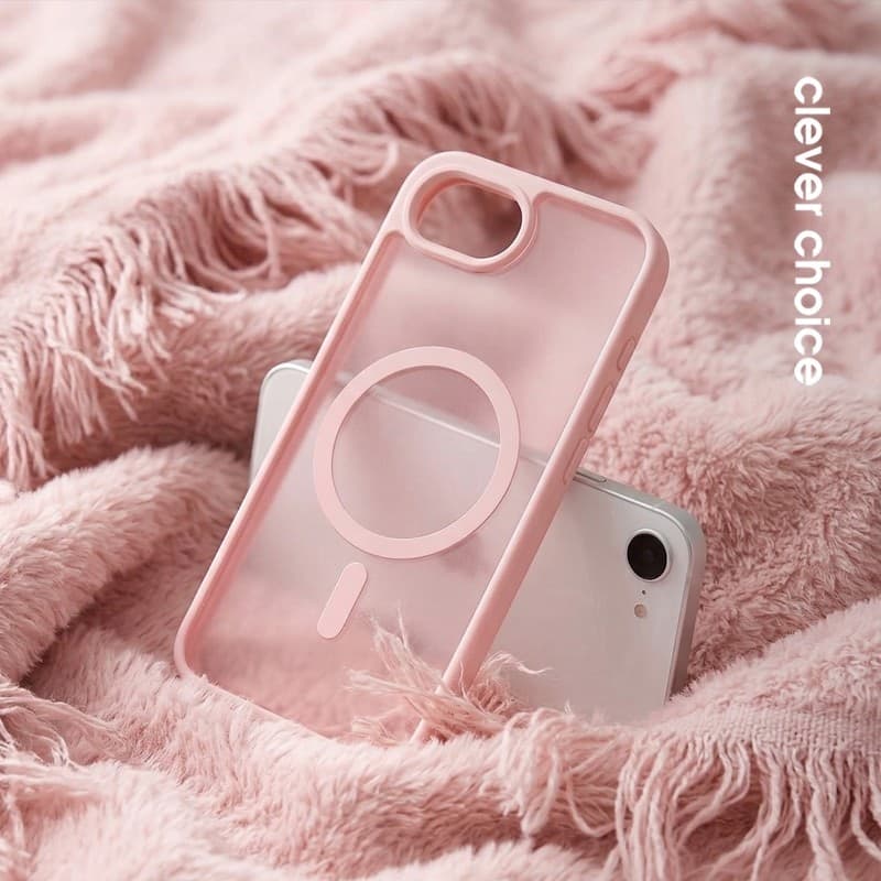 Crong Hybrid Matte Magnetic - Custodia MagSafe per iPhone 17e / 16e (Rosa) - 8