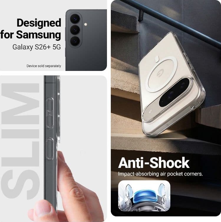 Crong Hybrid Clear Magnetic - Custodia MagSafe per Samsung Galaxy S26+ (trasparente) - 9