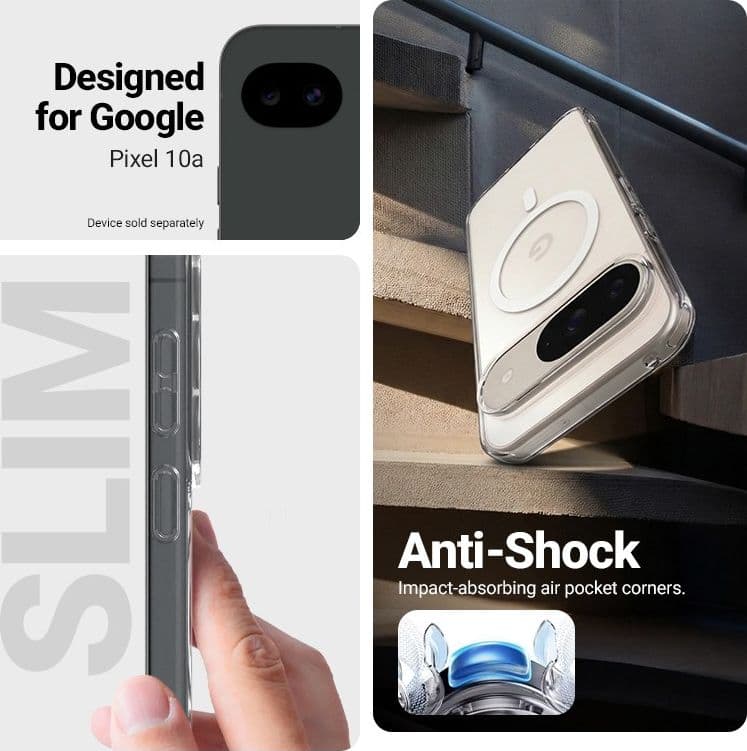 Crong Hybrid Clear Magnetic - Custodia MagSafe per Google Pixel 10a (Trasparente) - 7