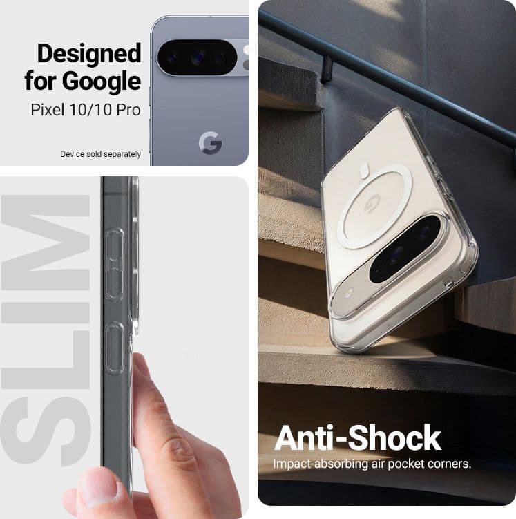 Crong Hybrid Clear Magnetic - Custodia MagSafe per Google Pixel 10 / 10 Pro (Trasparente) - 2