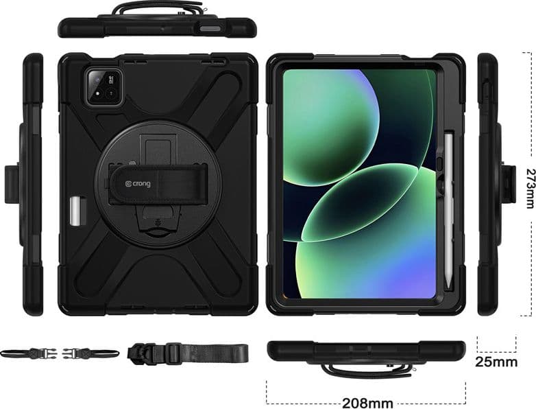 Crong Defender Plus – Custodia rinforzata per Xiaomi Pad 8 / 8 Pro / Pad 7 / 7 Pro 11.2" (Nero) - 8