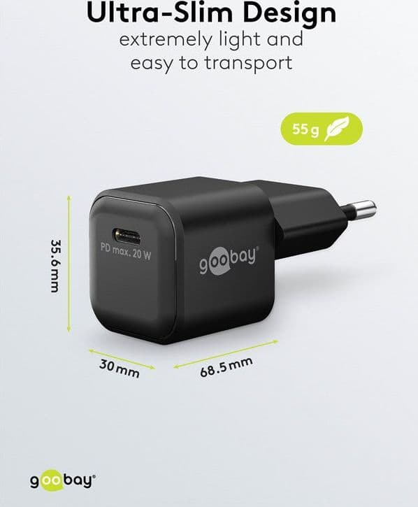 Alimentatore Caricatore Rapido USB-C&trade PD GaN Nano 20W 3A Nero - 9