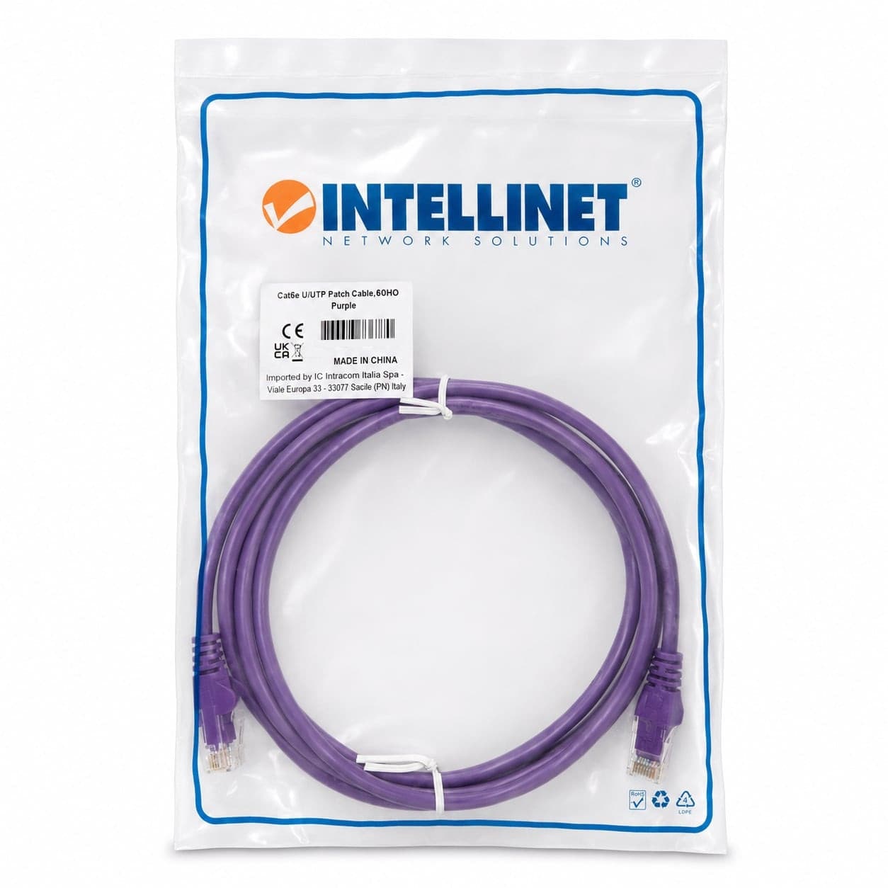 Cavo di rete Patch CCA Cat. 5e Viola UTP 1 mt - 2