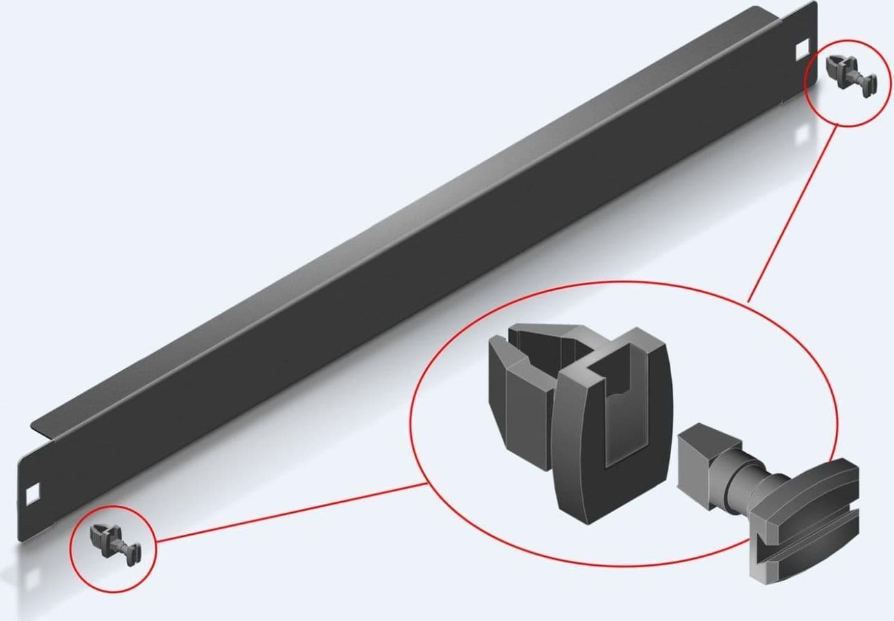 Pannello Cieco Toolless 4 Clip per Armadi Rack 19'' 2U Nero - 6