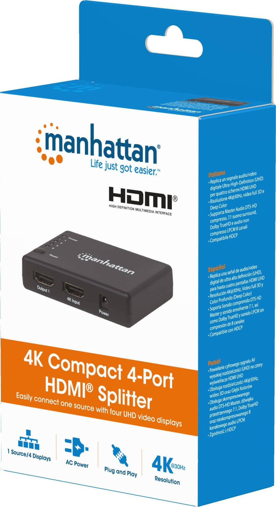 Splitter HDMI 4K UHD 3D con LED 4 vie - 2