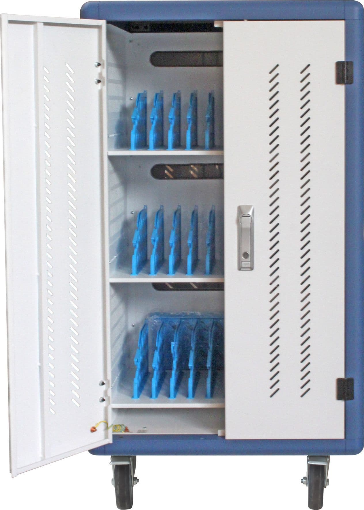 Carrello Stazione di Ricarica Ventilato 30 Notebook o Smartphone Bianco/Blu - 9