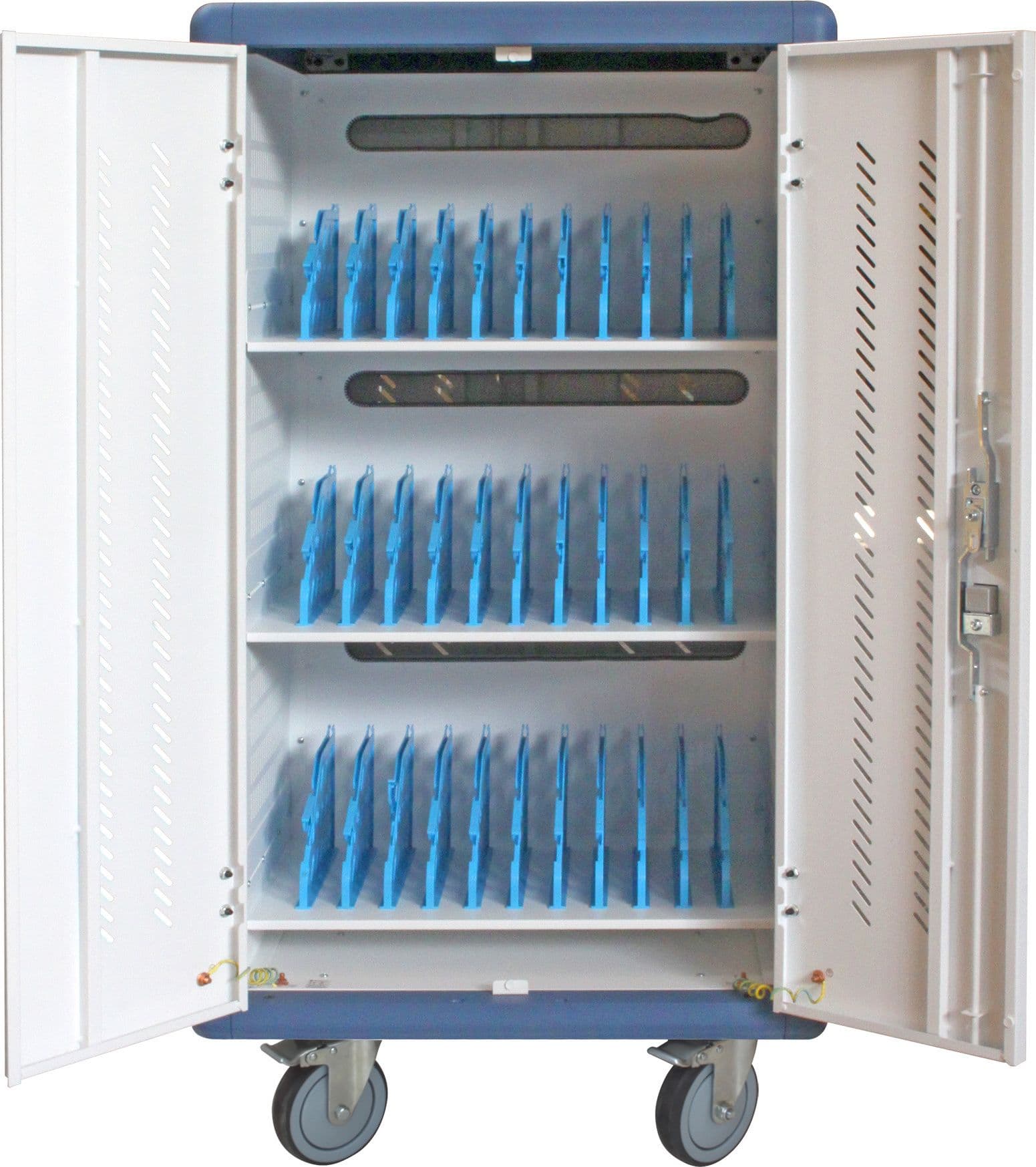 Carrello Stazione di Ricarica Ventilato 30 Notebook o Smartphone Bianco/Blu - 10