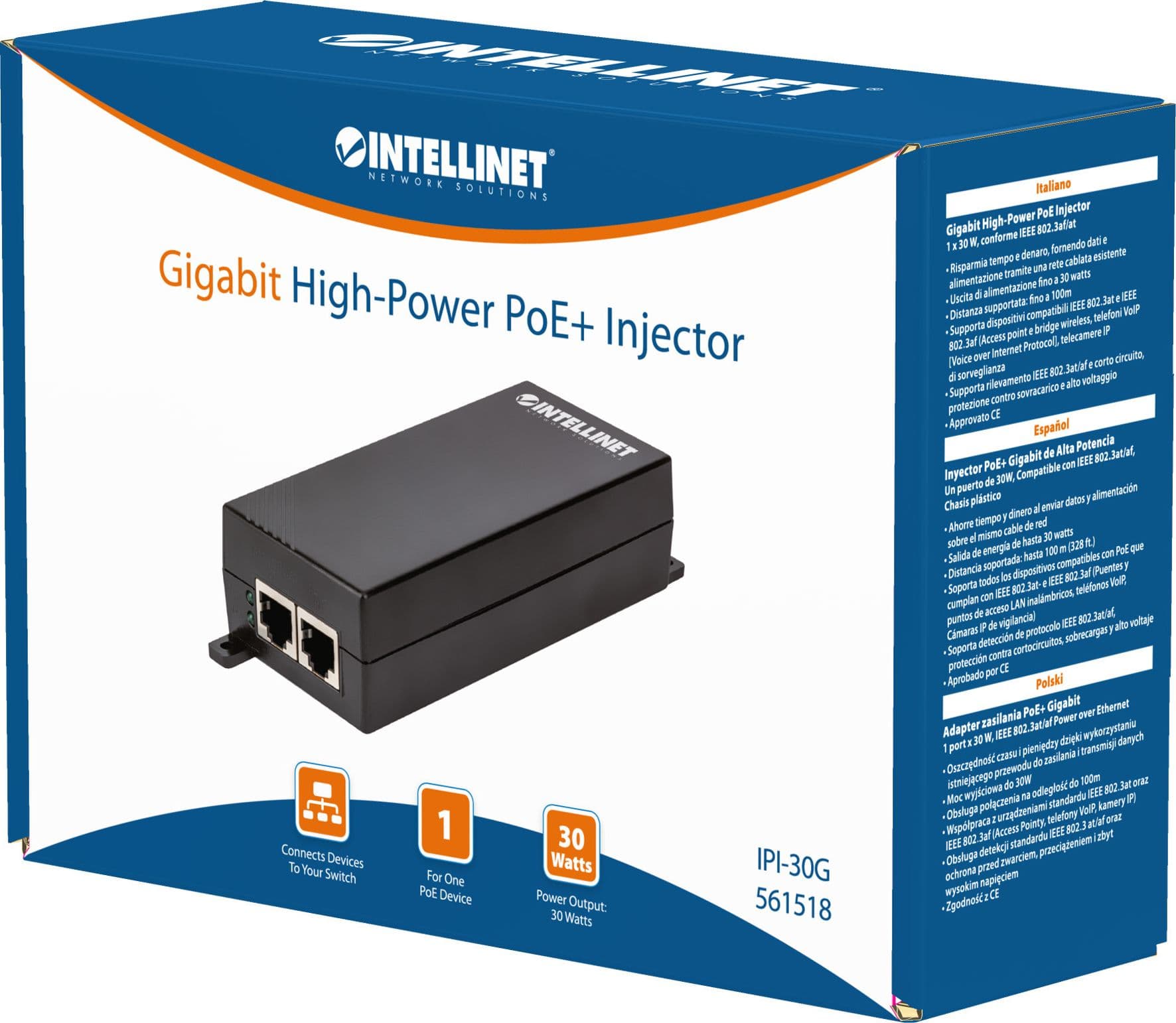 Iniettore Gigabit PoE+ High Power - 2