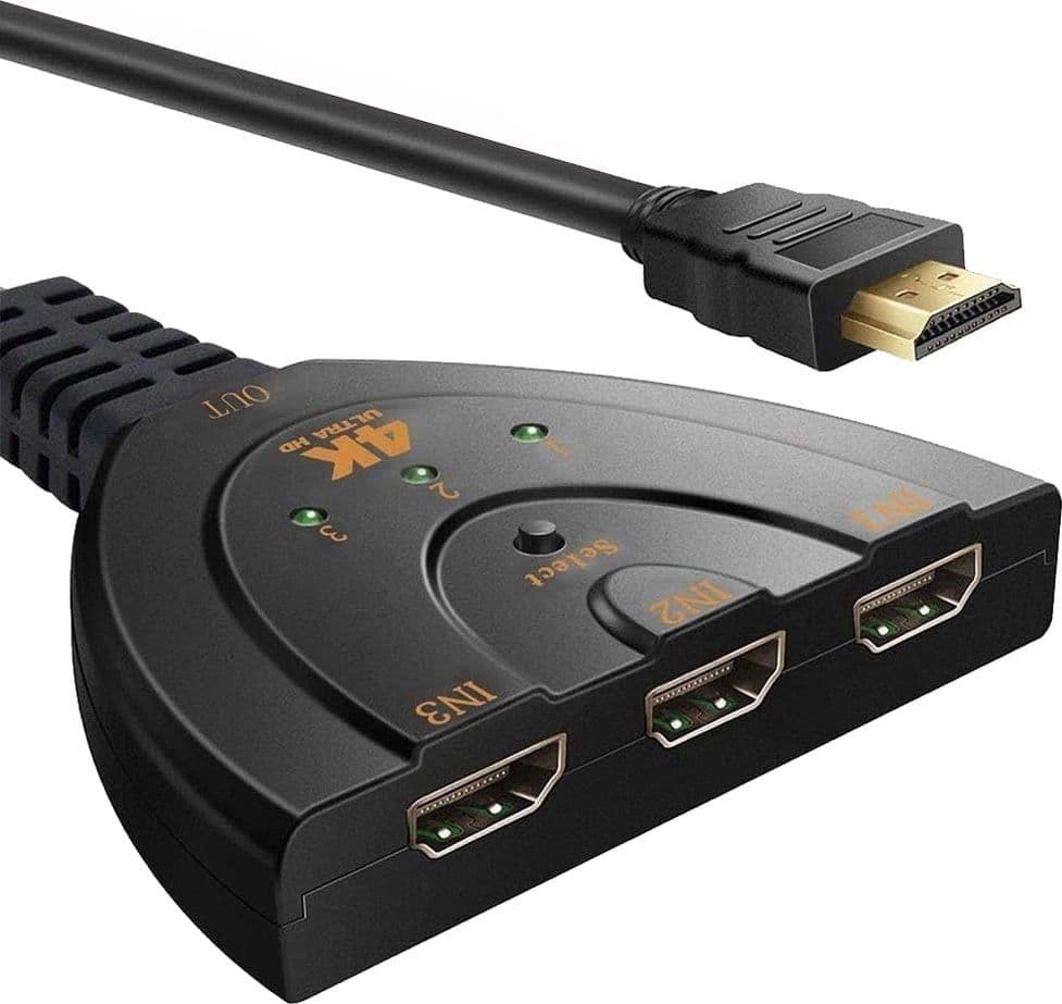 Switch HDMI 3x1 Pigtail 4Kx2K 3 In 1 Out Compatto