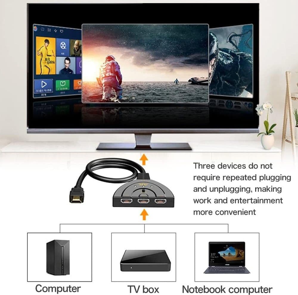 Switch HDMI 3x1 Pigtail 4Kx2K 3 In 1 Out Compatto - 5