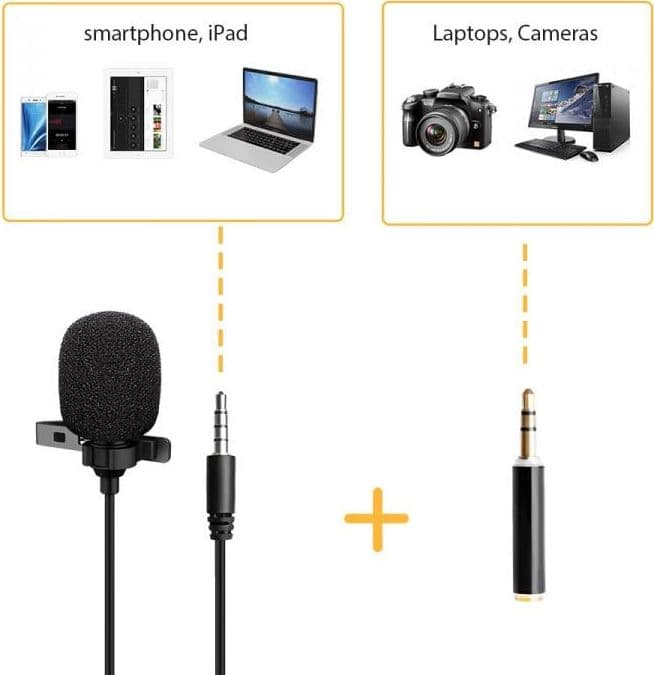 Microfono Lavalier Condensatore Omnidirezionale 3.5mm Adattatore PC - 3