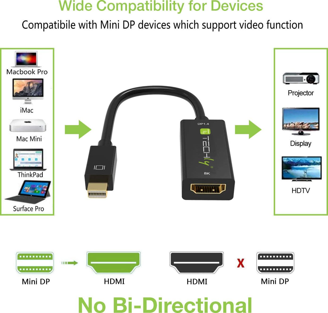 Adattatore Mini DisplayPort (Thunderbolt) 1.4 / HDMI 8K Attivo nero - 3