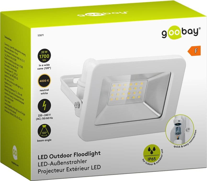 Faretto LED da Esterno IP65 20W Bianco - 2