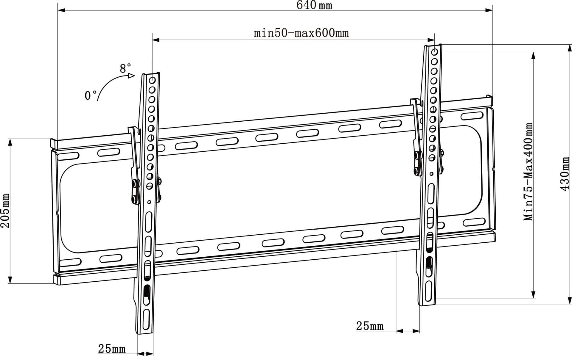 Staffa a Muro Inclinabile TV LED LCD 30-70'' Nero - 3