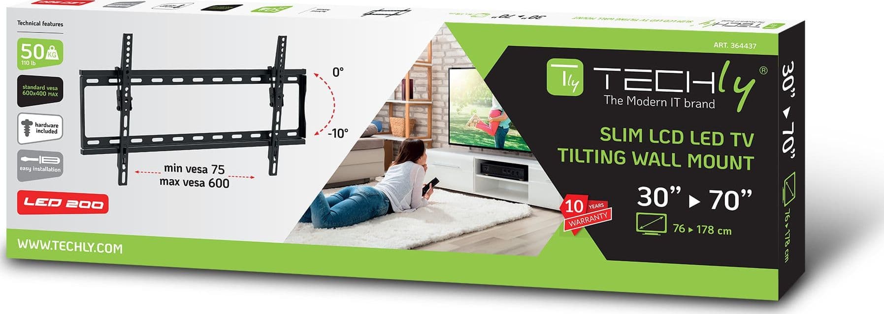 Staffa a Muro Inclinabile TV LED LCD 30-70'' Nero - 6
