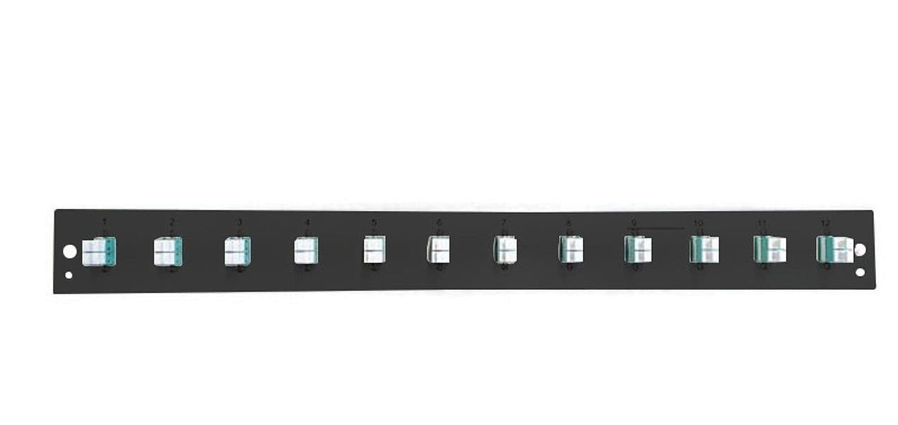 Pannello Frontale per Cassetto Ottico 1U 12 LC Duplex OM3 Nero