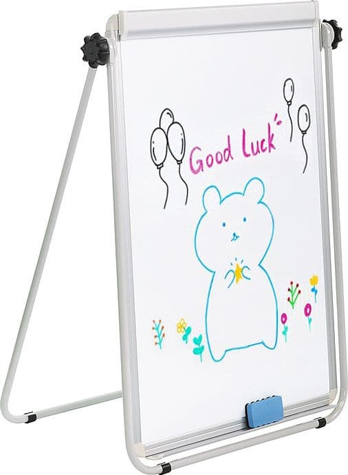 Lavagna Magnetica Bifacciale Flipchart Portatile 70x100 cm con Supporto - 2