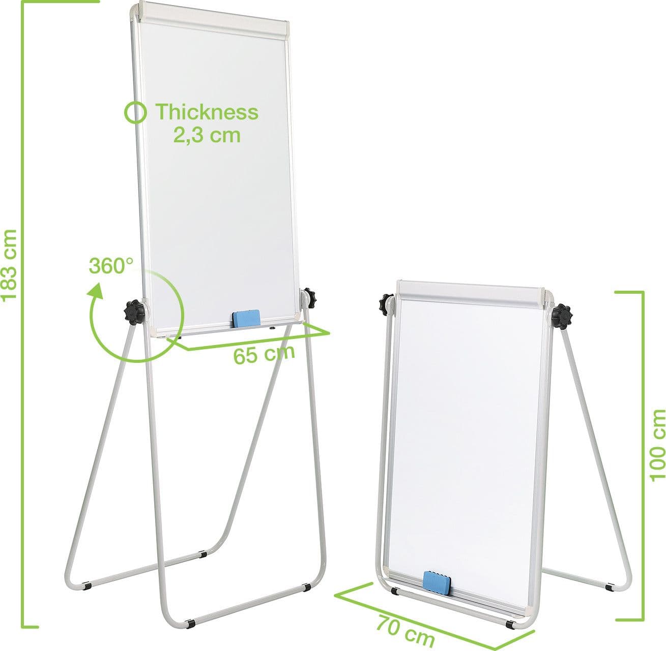 Lavagna Magnetica Bifacciale Flipchart Portatile 70x100 cm con Supporto - 8