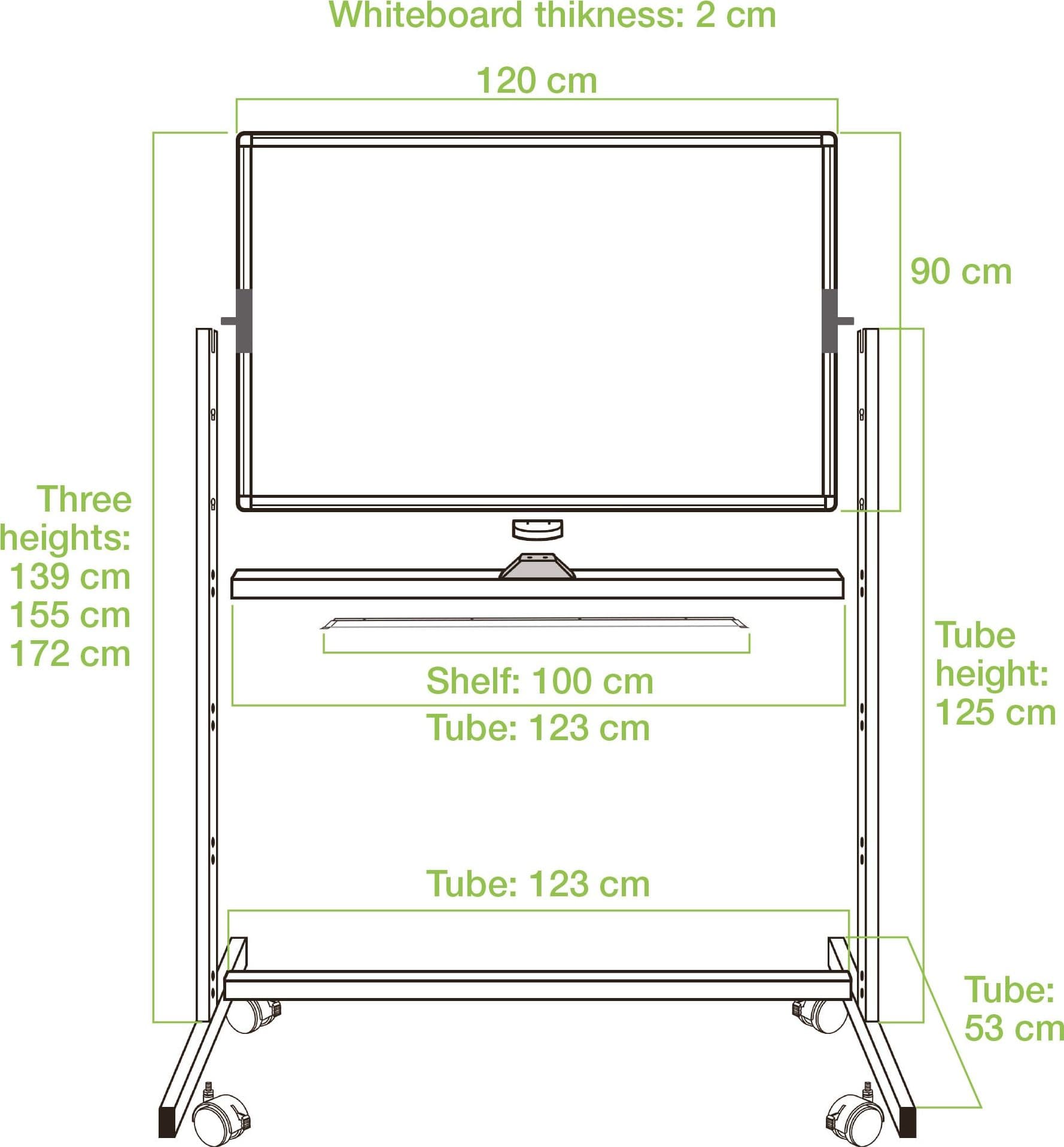 Lavagna Magnetica Bifacciale 90x120 cm con Ruote e Mensola per Pennarelli con Ganci Portablocco - 8