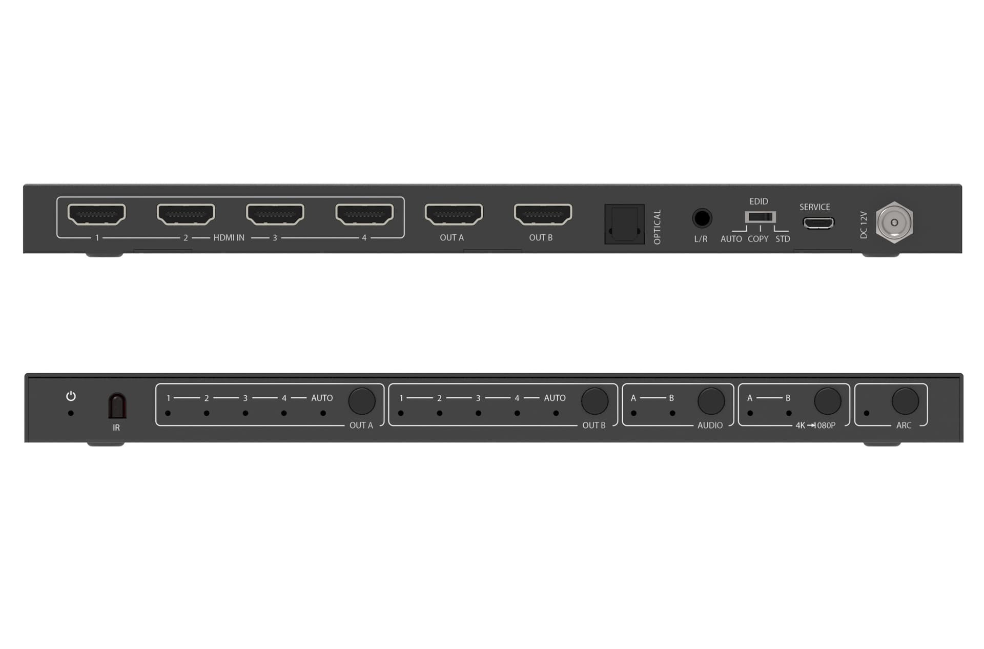 Matrix Switch HDMI 2.0 4x2 18Gbps 4k@60Hz con estrattore audio - 9