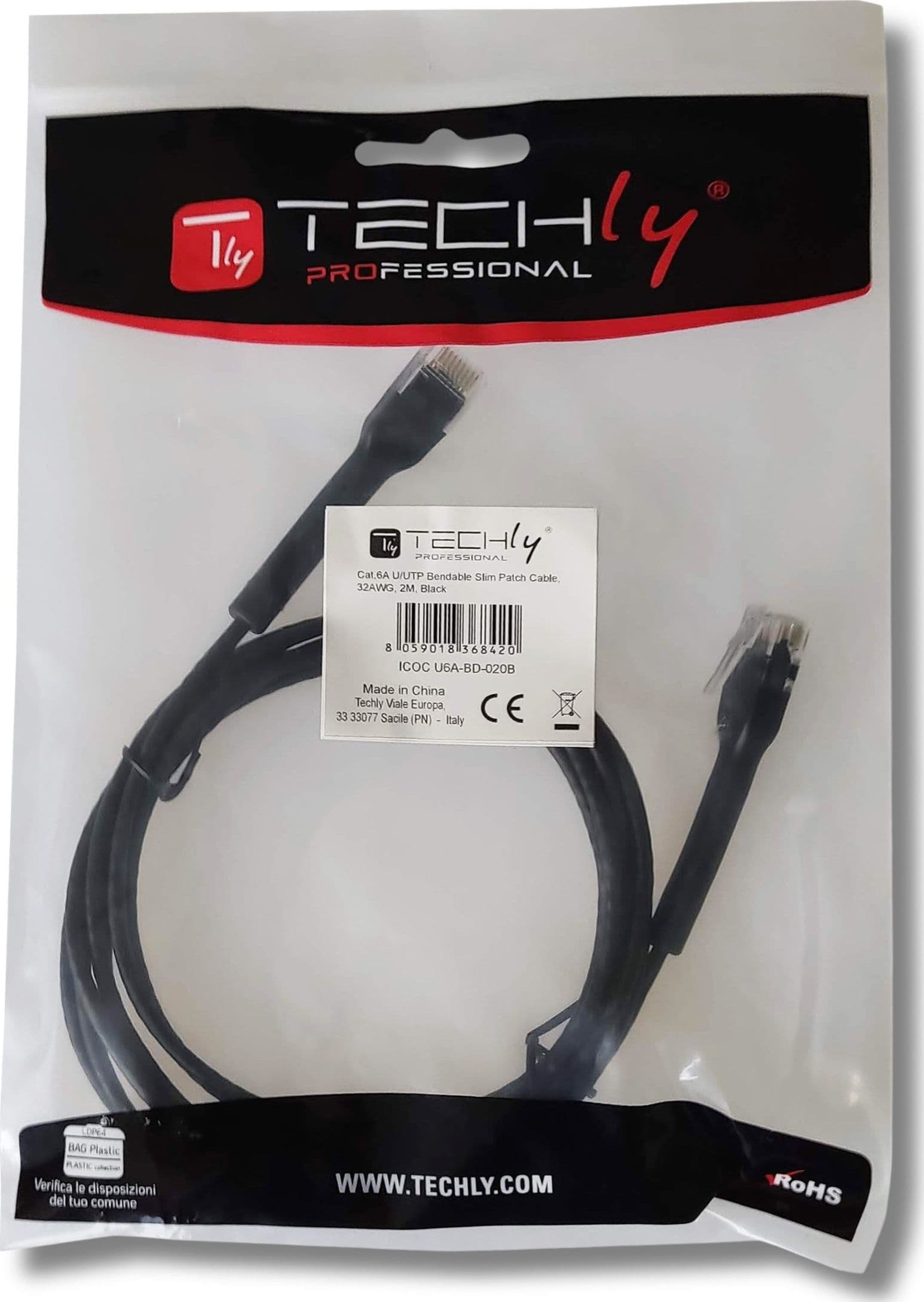 Cavo Slim Patch di Rete Pieghevole in Rame Cat.6A U/UTP 0,5m Nero - 7