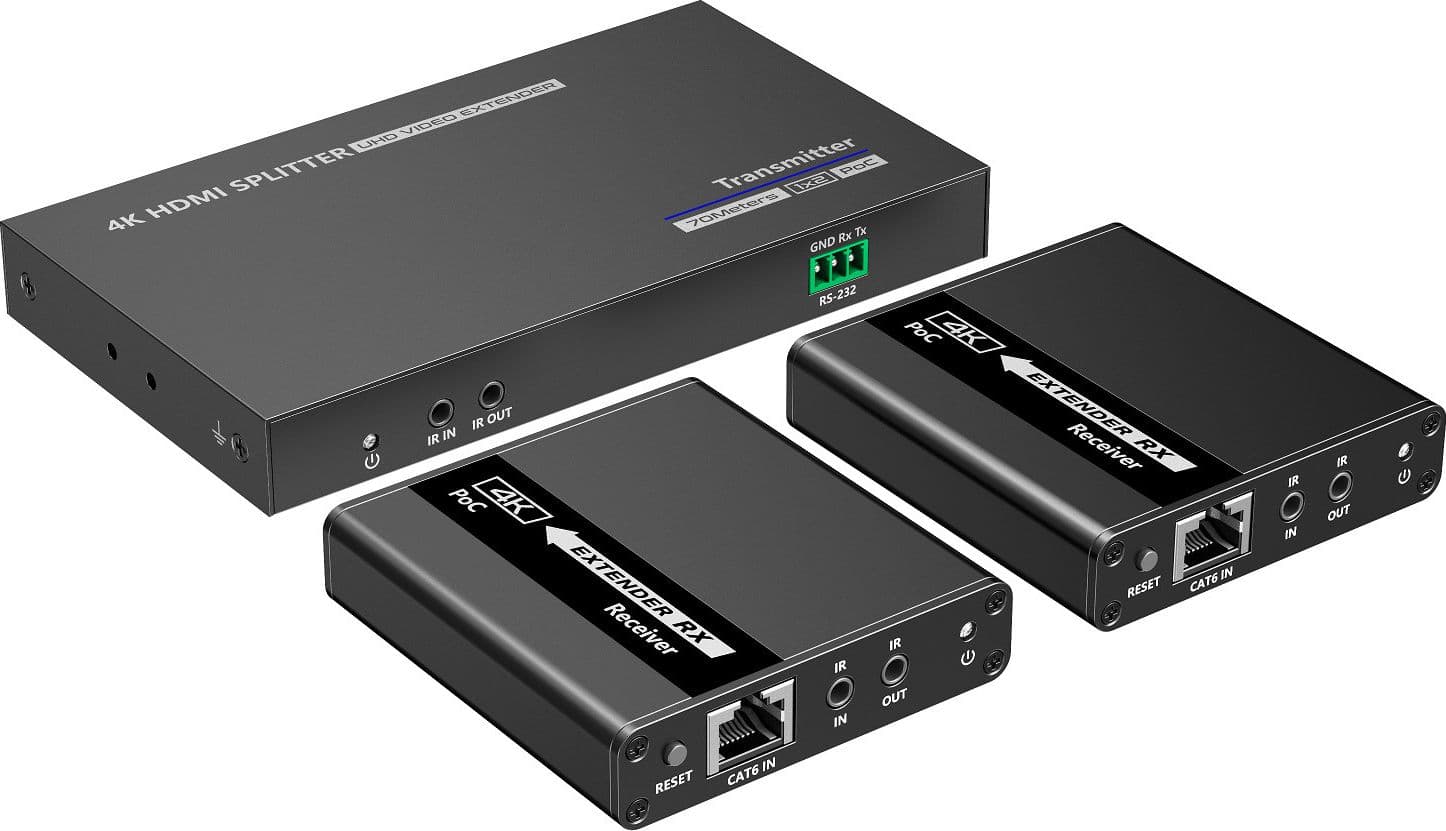 Extender Splitter HDMI 2 vie su Cavo di Rete 70 metri PoC - 7