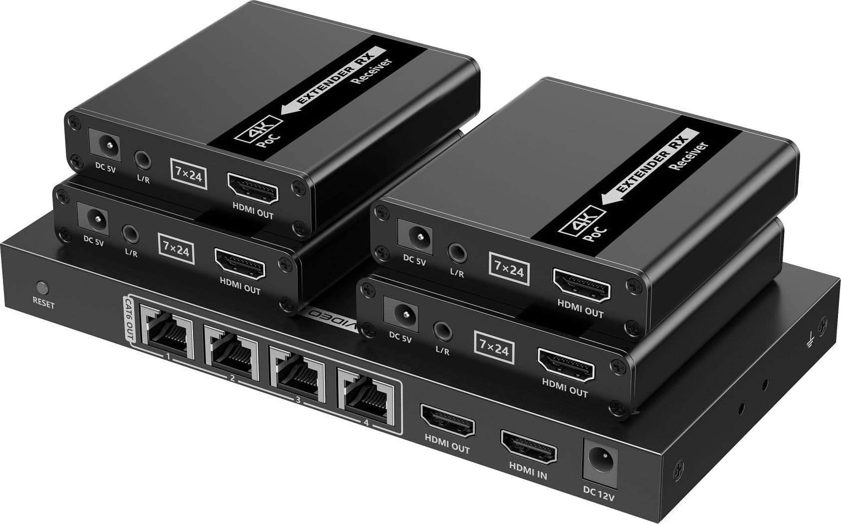 Extender Splitter HDMI 4 vie su Cavo di Rete 70 metri PoC - 7