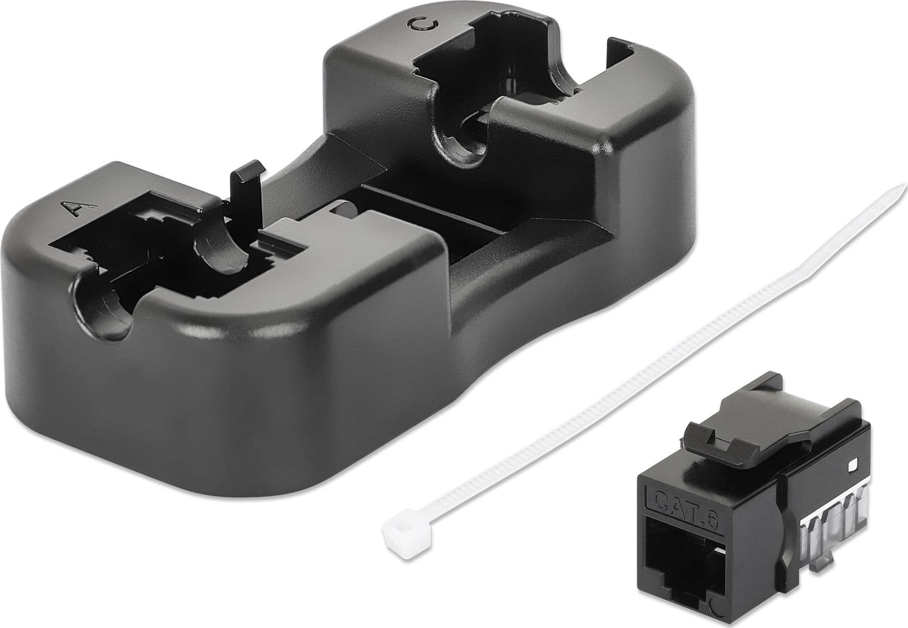 Frutto Keystone Slim Cat.6 per Cavo Rigido con Supporto Punch-Down 25 pz Nero - 2