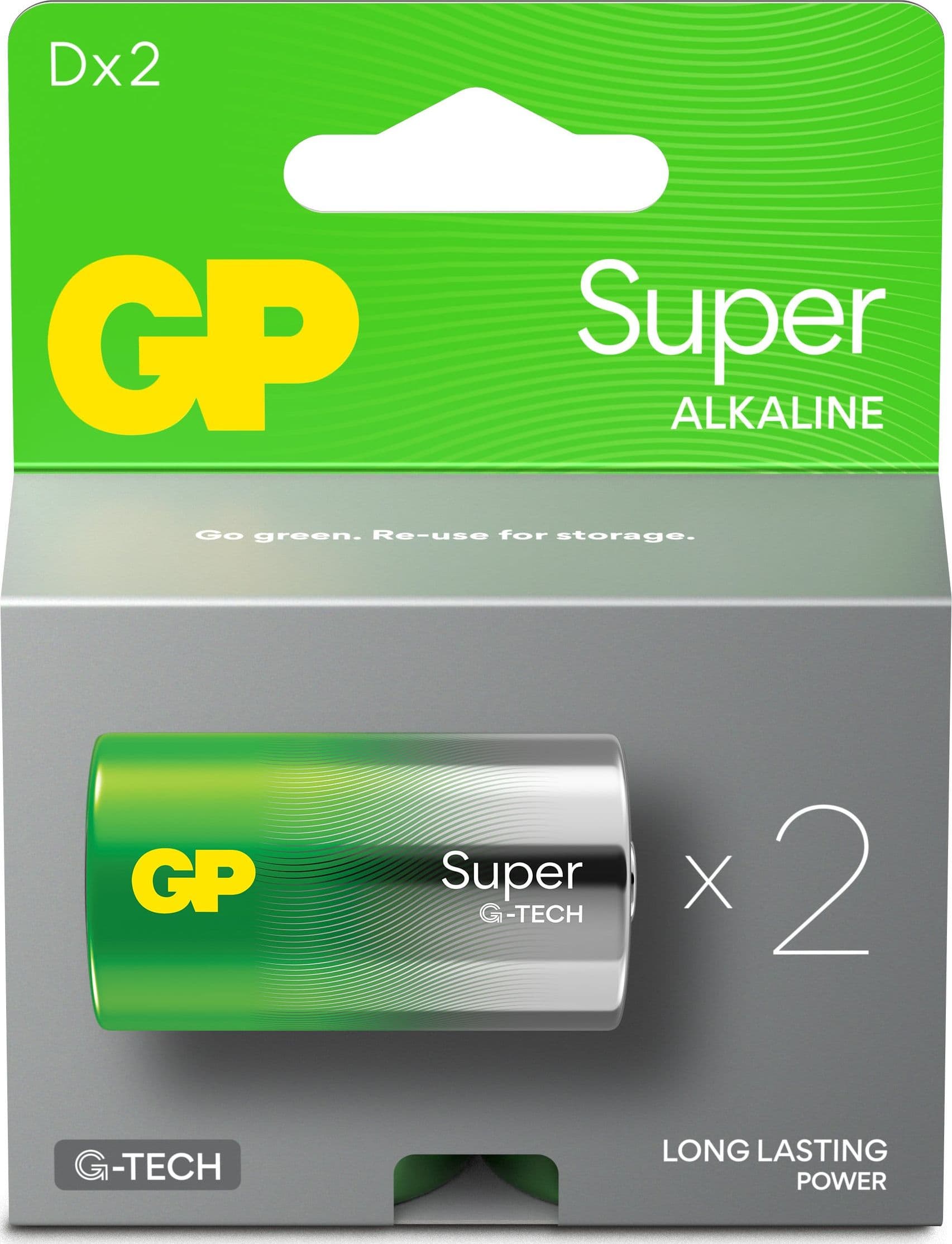 Confezione 2 Batterie GP Super Alcalina Torcia D 13A/LR20 - 6