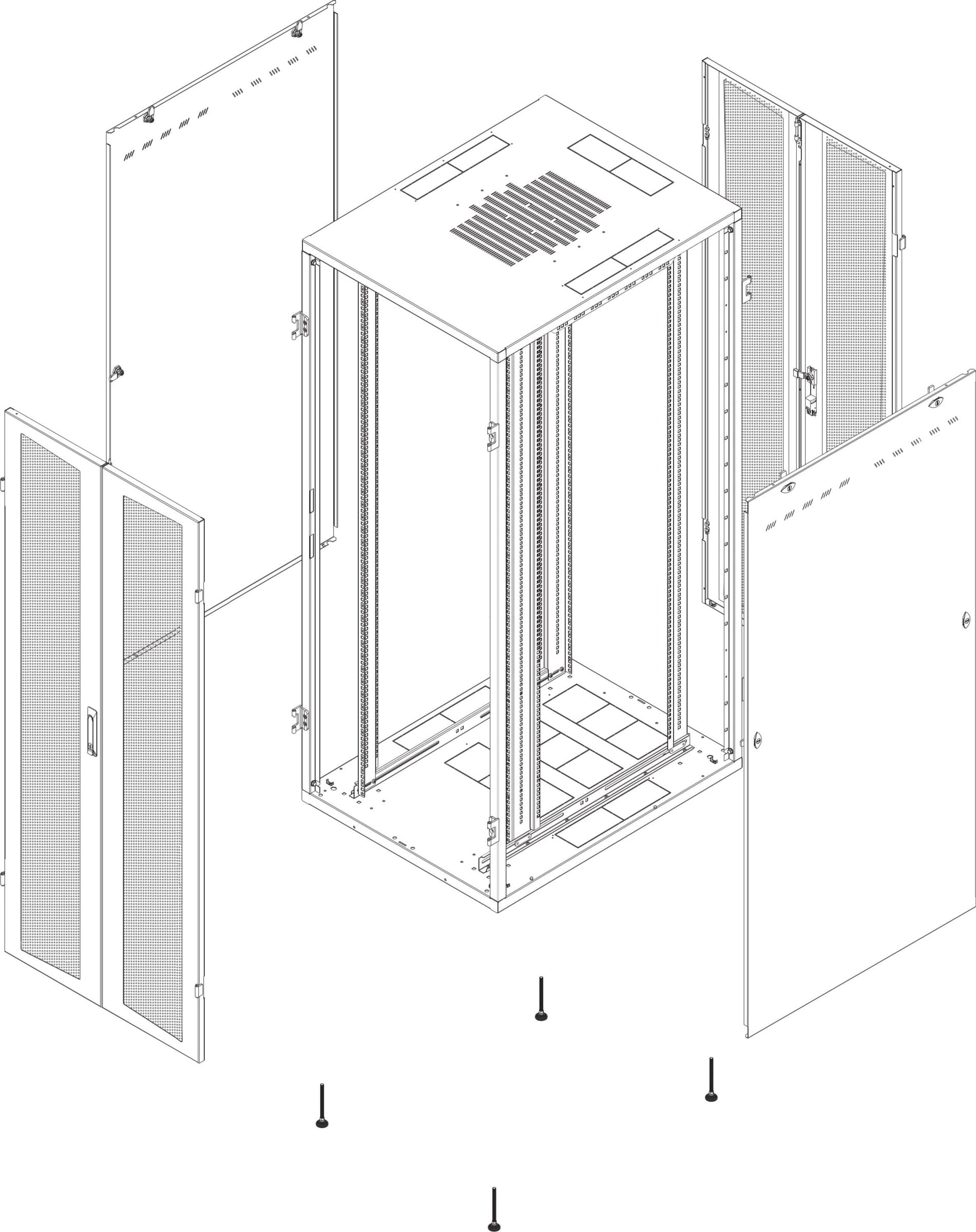 Armadio Server Rack NextGen 1000 19'' 800x1000 27U Nero Doppia Porta Grigliata - 2