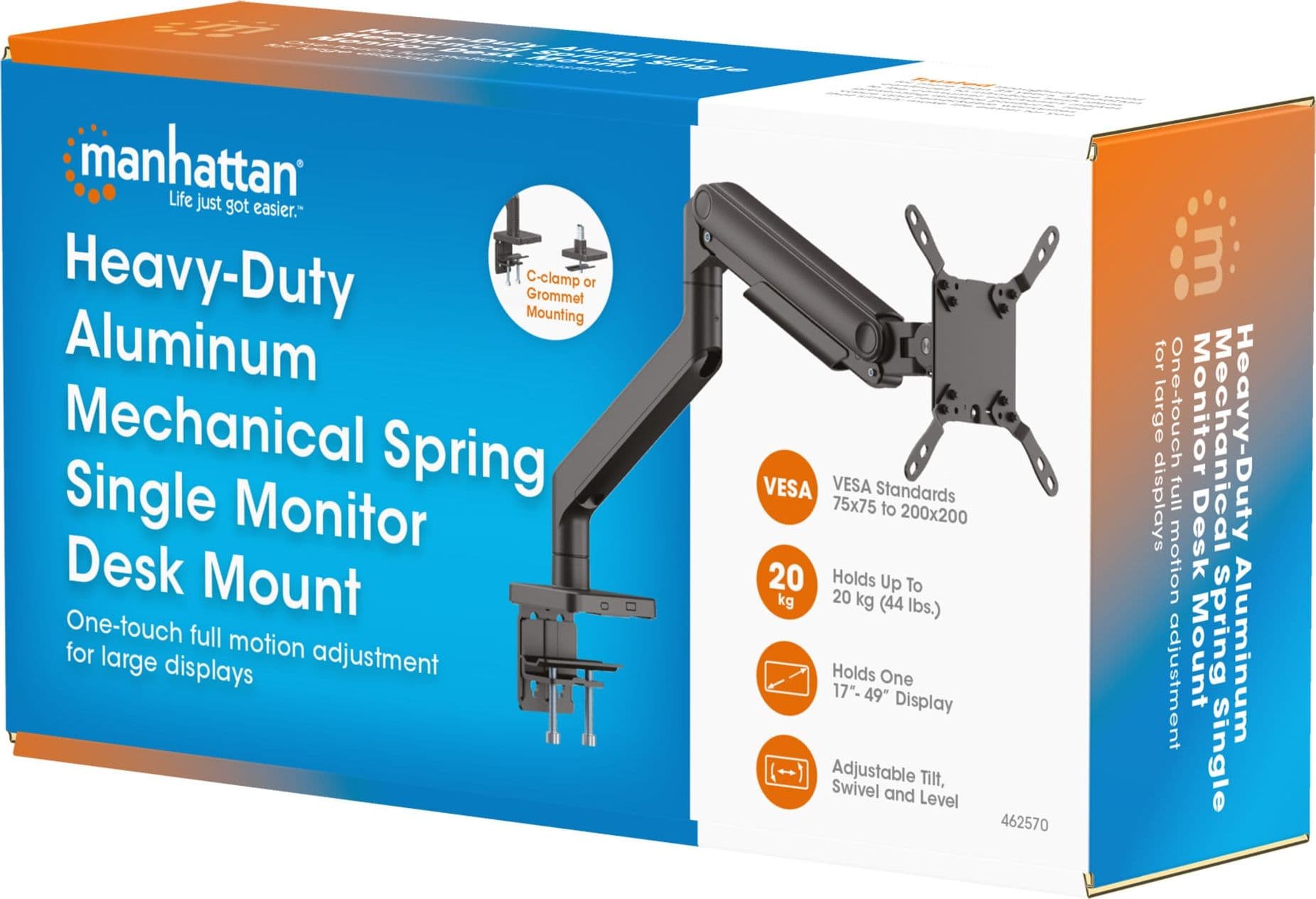 Supporto da Scrivania per Monitor Singolo 17-49'' con Molla Meccanica in Alluminio - 2