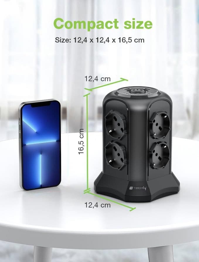 Multipresa da Tavolo a Torretta Salvaspazio 8 Posti Italiana Bipasso / Schuko 2 USB-A e 2 USB-C&trade - 3