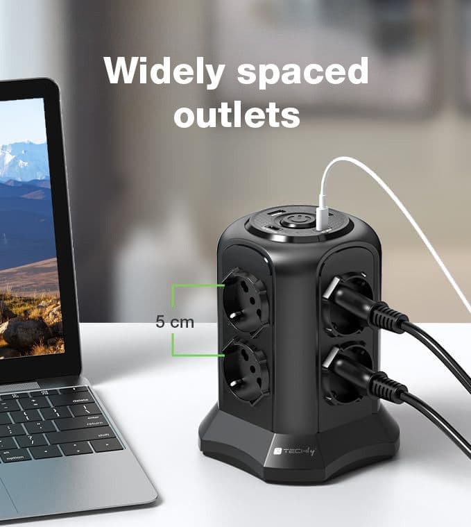 Multipresa da Tavolo a Torretta Salvaspazio 8 Posti Italiana Bipasso / Schuko 2 USB-A e 2 USB-C&trade - 4