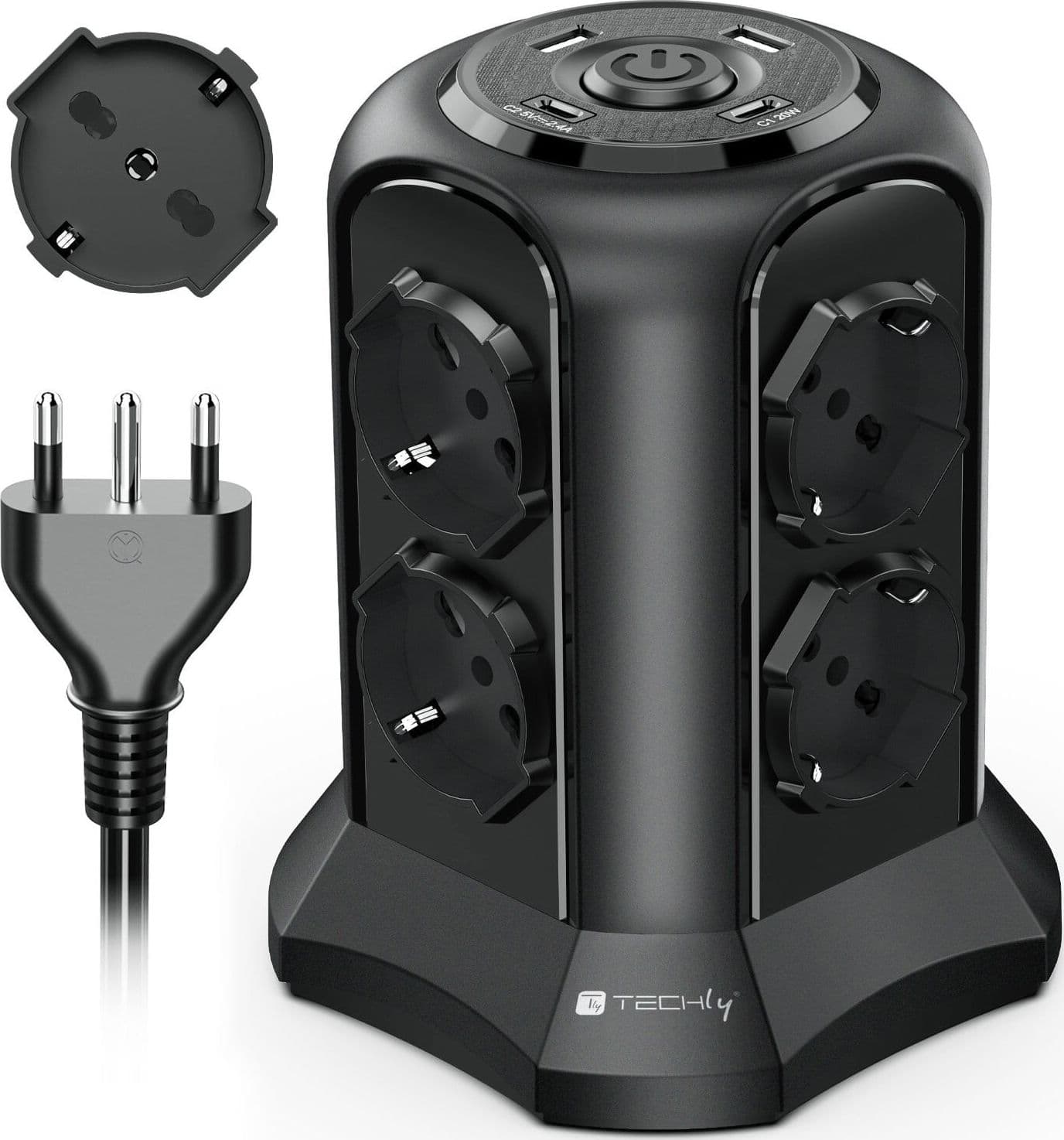 Multipresa da Tavolo a Torretta Salvaspazio 8 Posti Italiana Bipasso / Schuko 2 USB-A e 2 USB-C&trade - 5